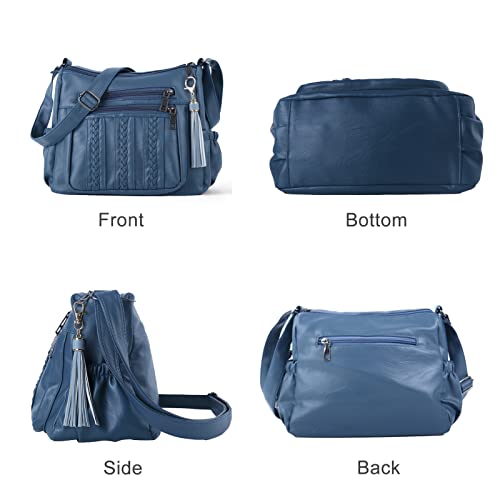 Image of ELDA Purses for Women Pocketbooks Soft PU Leather Ladies Crossbody Purse Multi Pocket Shoulder Bag