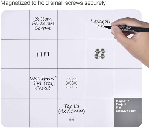 Magnetmatte Magnetic Project Mat: LOSGATOS Magnetische Unterlage mit Stift zum Sortieren von Bits, Schrauben und Ersatzteilen für Smartphone Laptop oder andere Elektronik Reparatur, DIY, etc