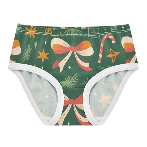 Girls' Brief Panties Organic Cotton Toddler Underwear for Baby Girls Bows & Pine Christmas Pattern