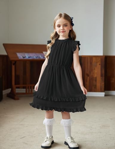 Arshiner Girls Summer Dresses Ruffle Sleeve A-Line Sundress Casual Elegant Dresses4