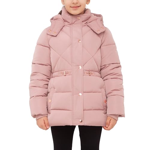 Rokka&Rolla Girls' Water-Resistant Long Puffer Jacket Winter Coat with Faux Fur-Lined Hood