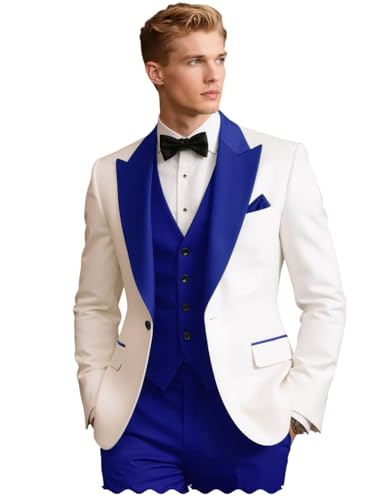 Fashion Wedding Suit for Men Groom Slim Fit Elegant 3 Piece Peaked Lapel Party Dinner Tuxedo