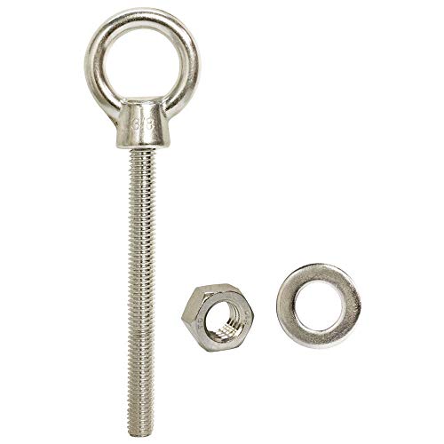 Dbm Imports CAB-T6SHEB38-12FT-10PC 10 Pieces Stainless Steel 3/8 Inch X 12 Inch Turned Eye Bolt Rigging Ring Loop Lift Mount Fully Threaded 1050 Lb Cap thumb #1