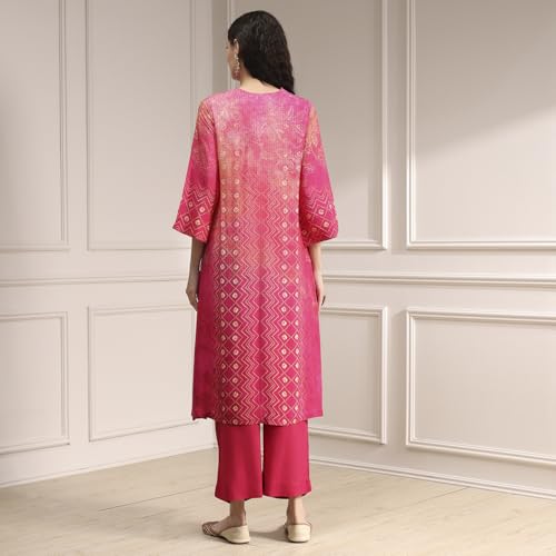 Image of BIBA Printed Modal Straight Festive Kurta With Palazzo and Dupatta