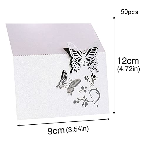 Uposao 50 Stück Tischkarten Hochzeit, Hohle Schmetterling Platzkarten Grußkarten zum Beschriften Namenskarten Sitzplatzkarten Blanko für Hochzeit Party Feste Geburtstag Party Dekoration,Lila