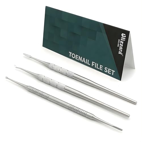 Set Pedicura Profesional Blizzard - 13 cm Lima Uñas Encarnadas, 13 cm Excavador, 16 cm Lima/Cureta - Acero Inoxidable Forjado Alemán - Podología Profesional - Dispositivos Médicos, Marcado CE