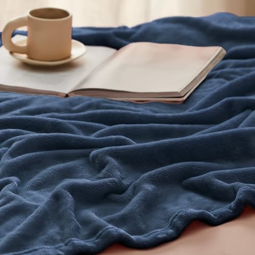 Image of Bedsure GentleSoft Fleece Bed Blankets Full Size Blue - Soft Lightweight Plush Fuzzy Cozy Luxury Blanket Microfiber, 84x90 inches