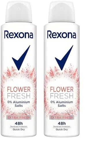 Rexona Deo Spray Flower Fresh Deo ohne Aluminium mit 48-Stunden-Schutz gegen Körpergeruch 150 ml 1 Stück (Packung mit 2)