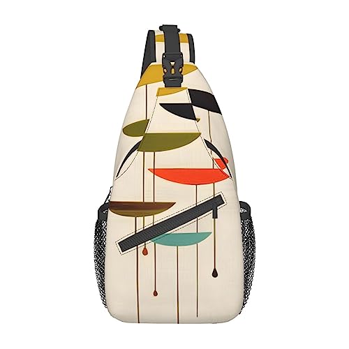 Sac à dos sling pour voyage urbain et sorties avec imprimés milieu du siècle