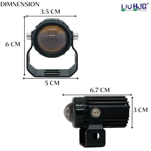 Image of LIU HJG Mini Drive Dual Color LED Fog Light 40W | Yellow /White Fog Lamp with Red Devil Eye | 9V Universal Fit for Car & Bike | Durable Waterproof Driving Light | Pack of 2