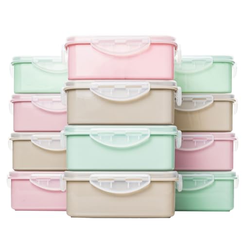 QILZO Pack de 12 Fiambreras de Alimentos 600ml, Recipientes Herméticos, Recipientes de plástico para comida, Sin BPA, apto para Microondas, Lavavajillas, Congelador, con Tapa