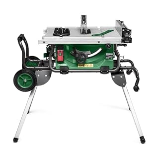 HiKOKI Sega da banco - 1500W, lama da 254mm, profondità di taglio 79mm, avvio dolce, estensione del tavolo, aspirazione della polvere, supporto con ruote - Taglio preciso e potente