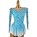 JRUIA Girls' Figure Skating Dress for Competition Lace Ice Skating Training Clothes Gradient Gymnastics Leotards Ballet Skirt,Blue,L
