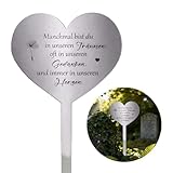Homeponnew Grabschmuck aus Edelstahl in Herzform - wetterbeständiger Friedhofsgrabstein zum Gedenken an geliebte Menschen, 28 x 12 cm, Silber A