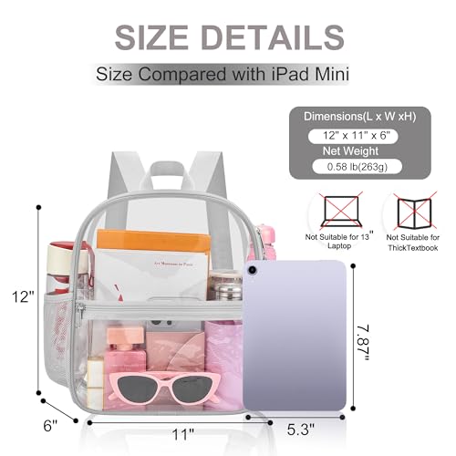 Image of Oraben Clear Backpack for Stadium Events Stadium Backpack Waterproof 12x6x12 Clear Bag for Adult Concert Sport Work