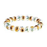 Jan&Dee Sunflower Ceramic Beads Elastic Bracelet for Girl
