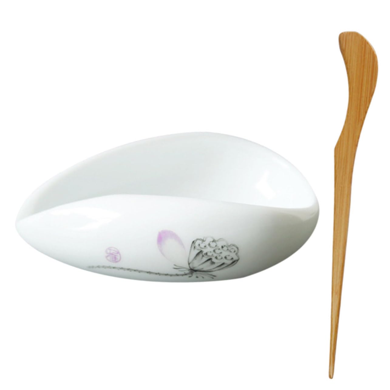 GANAZONO 1set Ceramic Tea Leaf Container Spoon Elegant Tea Ceremony Supply for Smooth Edges and Fine Craftsmanship