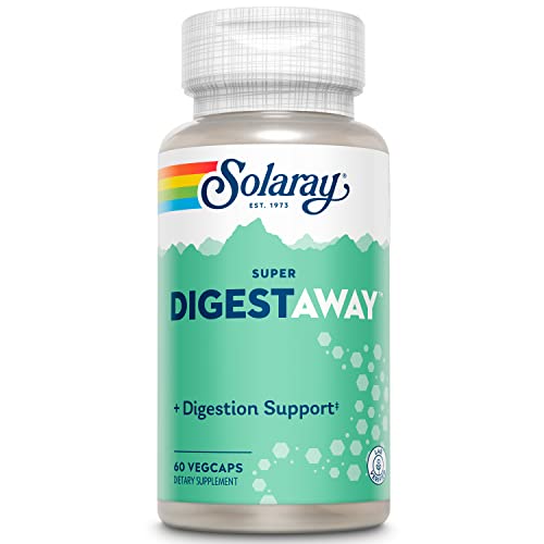 Image of SOLARAY Super Digestaway Digestive Enzymes - Pancreatin, Papain, Ginger, Pepsin, Betaine HCl, Aloe Vera, and More - Digestion & Nutrient Absorption Support - Lab Verified - 60 VegCaps