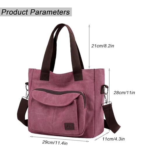 Bolso Tote de lona para mujer con múltiples bolsillos miniatura 4