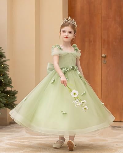 Tulle Flower Girl Dresses for Wedding Floral Appliques First Communion Dress Princess Pageant Ball Gown2
