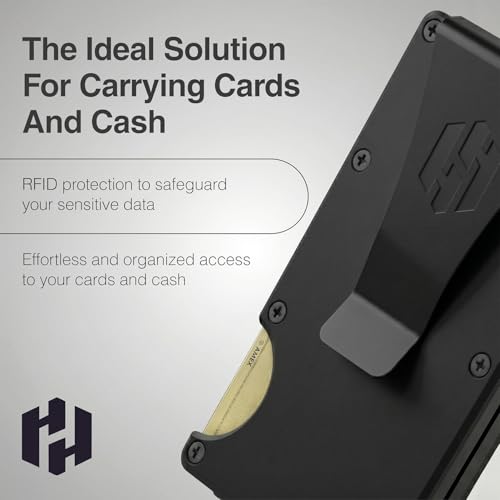 Image of Hayvenhurst Wallet for Men - Slim RFID Blocking Metal Wallet with Money Clip, Minimalist Front Pocket Credit Card Holder, Small Mens Wallet