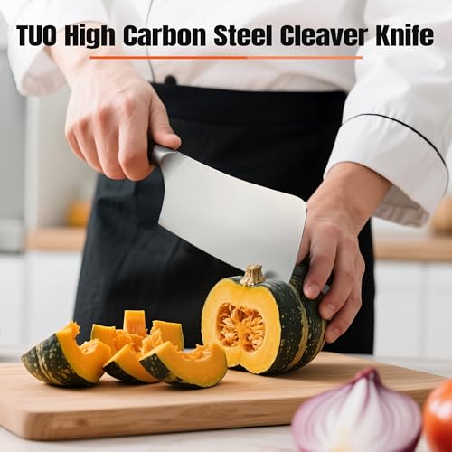 Image of TUO Meat Cleaver Knife, 6 inch Sharp Multi-Purpose Chopper for Meat Vegetable Cutting, German High Carbon Steel Butcher Knife with Pakkawood Handle