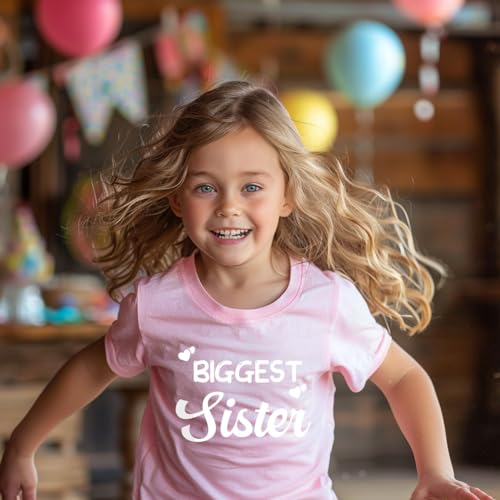 Biggest/Bigger/Big Sister Shirt for Toddler Girls Cotton Short Sleeve Tshirts Announcement Outfits 2-10 Years2