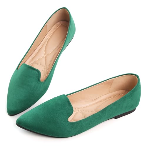 Image of Dear Time Women's Pointed Toe Ballet Flats Simple Casual Office Work Flats Slip-on Comfortable Shoes