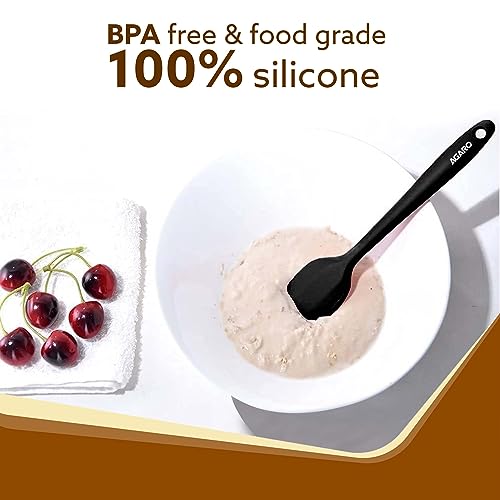 AGARO Silicone Spatula Set of 3, Large Heat Resistant Spatula for Cooking, Baking and Mixing, Non-Stick Cookware for Kitchen, BPA Free, Flexible, Seamless Design, Deluxe, Black.