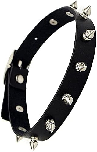 U-M Punk Collar Choker Vintage Punk Goth Studded Rivet Leather Choker Necklace Adjustable for Women and Men -Black Nice Design