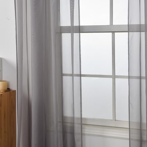 Aquazolax Kitchen Net Curtains 72 Drop, Voile Room Divider Door Panels Set of 2 Window Net Curtains with Tie Backs - Image 3