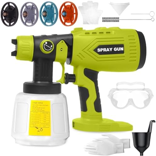 Cordless Paint Sprayer for Ryobi 18V Battery (Battery Not Included) - Electric Handheld Spray Paint Gun with 4 Nozzles & 3 Spray Patterns, Ideal for DIY Projects, House Painting, Furniture, Fence