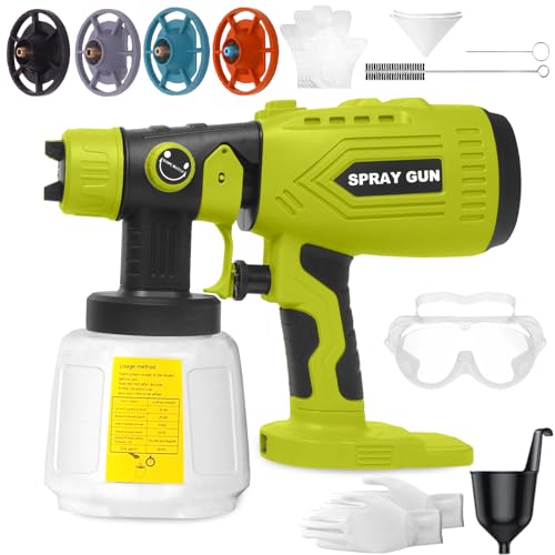 Cordless Paint Sprayer for Ryobi 18V Battery (Battery Not Included) - Electric Handheld Spray Paint Gun with 4 Nozzles & 3 Spray Patterns, Ideal for DIY Projects, House Painting, Furniture, Fence
