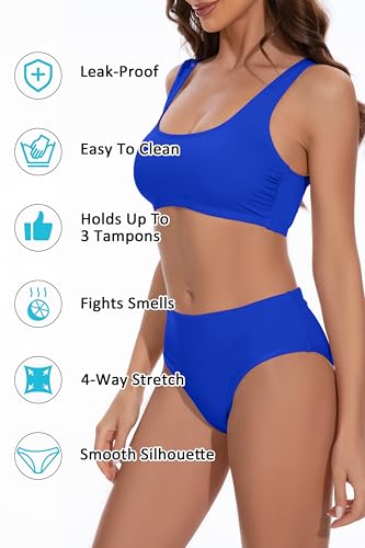 Image of Beautikini Period Swimwear Two Piece Menstrual Leakproof Sporty Bikini Sets Bathing Suit Period Swimsuit for Teen Girls