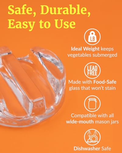 Image of Elementi Fermentation Weight Set of 2 - Easy to Use Glass Fermenting Weights, Perfect Fit for Wide Mouth Mason Jars, Highly Durable Soda-Lime Glass Fermentation Kit for Sauerkraut, Kimchi & More