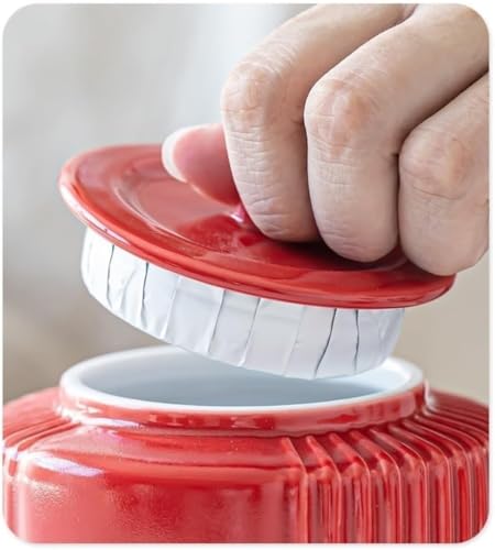 Organizer na herbatę i pojemnik do przechowywania herbaty sypkiej, czerwone ceramiczne podwójne szkło, pojemnik kuchenny na herbatę (L)