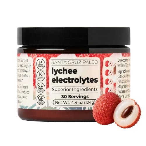 Image of Santa Cruz Paleo Electrolyte Powder, Lychee Flavor, Sugar Free Hydration Drink Mix with Himalayan Pink Salt, Sea Salt, Magnesium Glycinate, Potassium Chloride, Sweetened with Stevia, 30 Servings