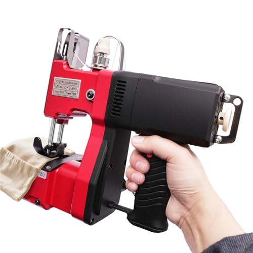 Heavy Duty Sewing Machine, 1,800 stitches Industrial Canvas Stitching Closer, 6MM Maximum thickness GK9-890 Portable 110V Bag Sewing-Equipment 15000RPM with Accessory Kit, Red