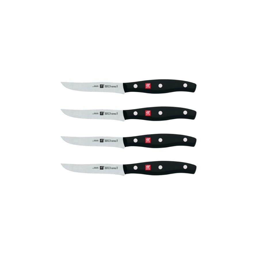 ZWILLING-Twin-Signature-Steak-Knife-Set-of-Four-Razor-Sharp-Made-in-Company-Owned-German-Factory-with-Special-Formula-Steel-perfected-for-almost-300-Years-Dishwasher-Safe ZWILLING Twin Signature Steak Knife Set of Four, Razor-Sharp, Made in Company-Owned German Factory with Special Formula Steel perfected for almost 300 Years, Dishwasher Safe