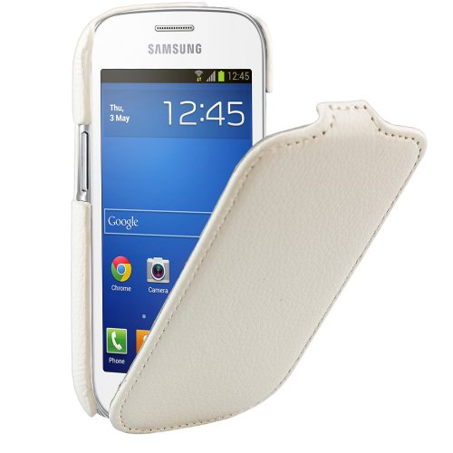 xubix Étui en Cuir Ultra-Fin à Rabat pour Samsung Galaxy Trend Lite S7390 Blanc