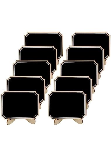 Image of Buzz Cool Small Black Board with Stand | Mini Chalk Board with Stand for Restaurant Menu | Chalkboard Labels with Easel Stands for Bakery, Flower Shop, Restaurant, Wedding Decor (10 Pieces)