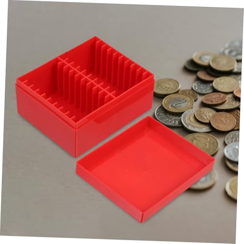 Caja compacta roja para almacenar monedas y joyas miniatura 6