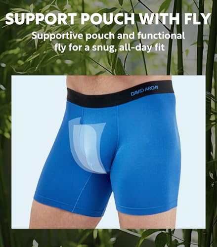 DAVID ARCHY Mens Underwear Rayon Made from Bamboo 7-Pack, Wicking-Moisture & Cool Boxer Briefs with Support Fly Pouch