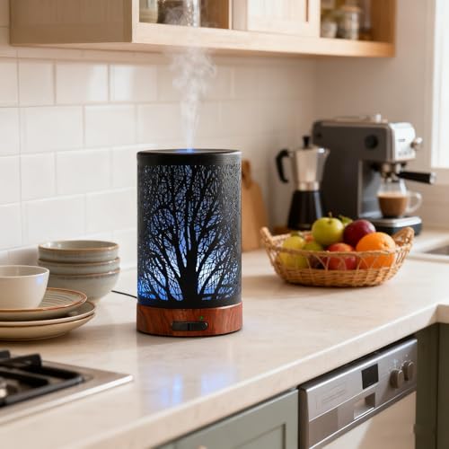 Essential Oil Diffuser Fragrance Aromatherapy Scented Oil Diffuser Ultrasonic Aroma Diffusers Whisper Quiet with Waterless Auto Shut-Off 7 LED Night Light for Home Office SPA (150ml-Forest)
