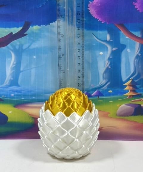 3D Printed Baby Dragon with Egg, 6" Articulated Gold Cherry Blossom Baby Dragon, Fidget ADHD Autism Toy BD004-GOLD-WGE