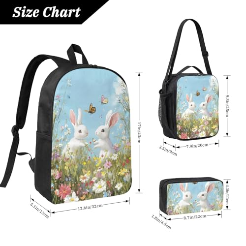 Bunny Backpacks 3 Pcs Lightweight Casual Backpack with Fun Graphic Cartoon Print for Travel Work2