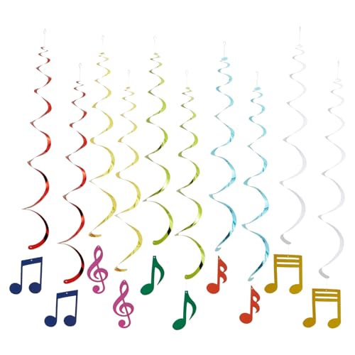 BLUE PANDA 30 Pack Hanging Music Note Swirl Decorations for Kids Birthday, Classroom Party, 5 Colors (36.5 in)