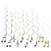 Blue Panda 30-Count Swirl Decorations - Music DecorParty Decorations, Ceiling Streamers, Hanging Musical Note Whirls Kids, 5 Assorted Colors - Hanging Length: 36.5 inches