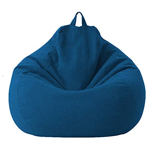 BotYcht Funda de Puf (Sin Relleno), Cubierta de Sillon Puff, Funda de Sofá Perezoso de Algodón y Lino para Niños, Adolescentes y Adultos,Azul,70x80cm