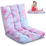 Recline Floor Chair with Back, 6-Position Pastel Fuzzy Gaming Floor Chair, for Teens, Adults, Tie Dye Violet -  muchique